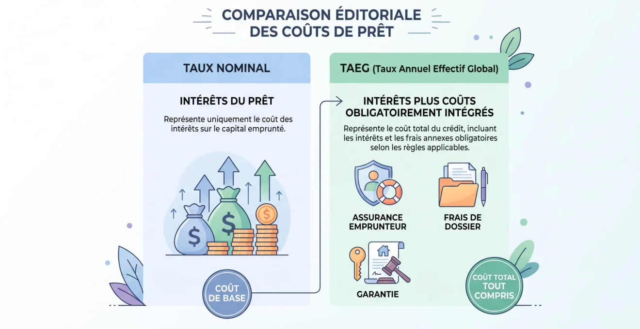 Comparaison entre taux nominal et TAEG d'un crédit immobilier